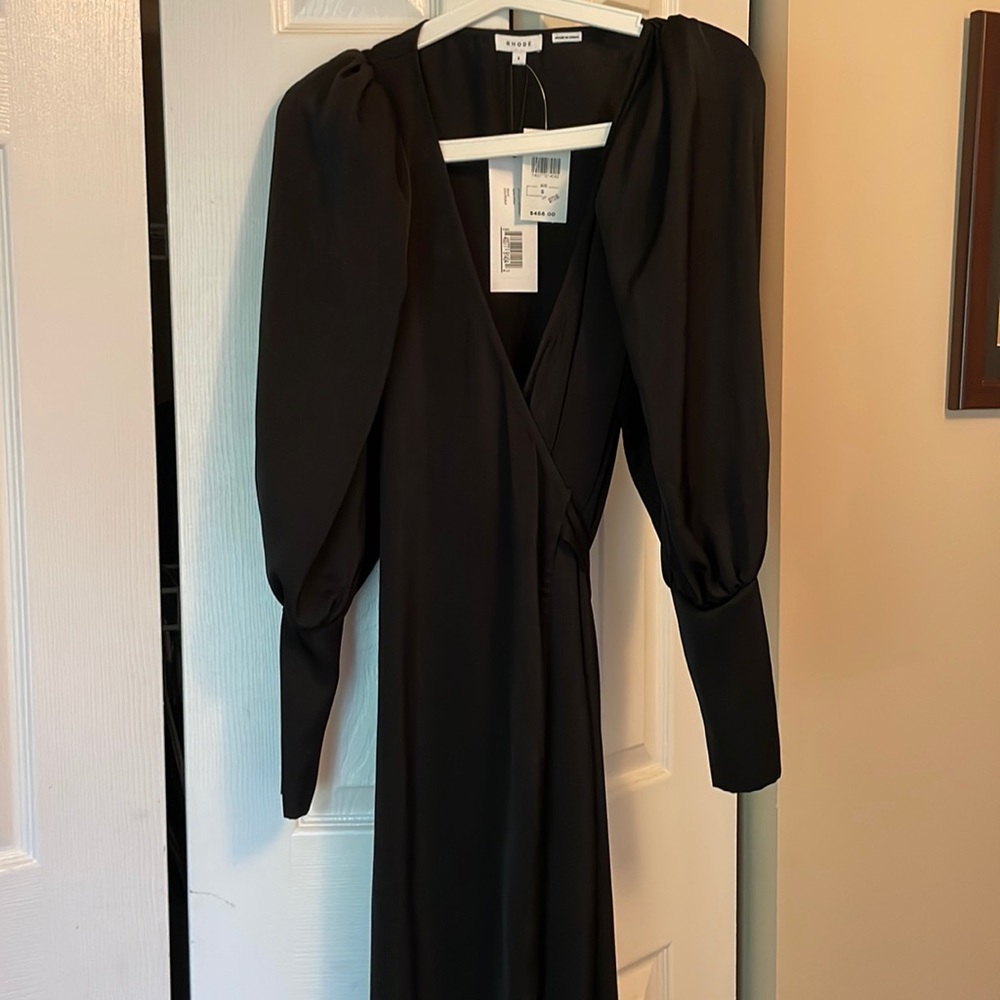 Brand new - never worn silk black wrap tie maxi dress